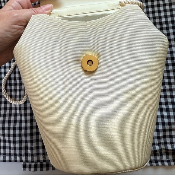 Timmy Woods Beverly Hills Vintage Handbag Mini Bag Butter Yellow Crystal Handle - Picture 7 of 16